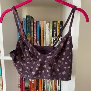 Free People Waffle Knit Floral Print Bralette